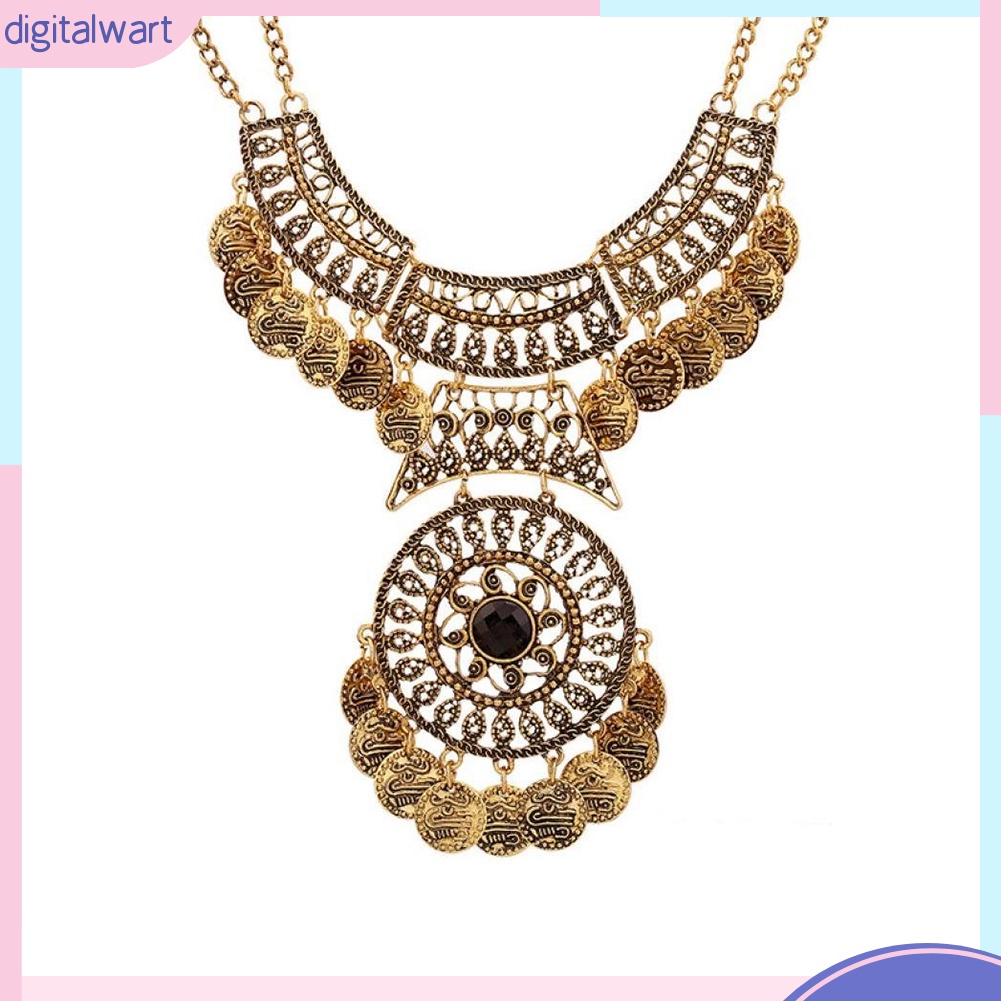 Vòng cổ Hợp Kim Mặt Hình Đồng Xu Phong Cách Boho Cho Nữ