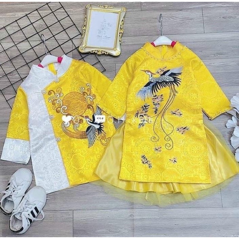 Bộ set áo dài cách tân trẻ em, cho bé trai, bé gái diện Tết