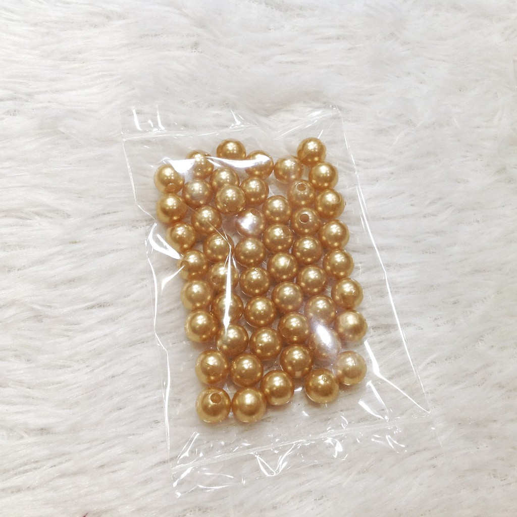 50 hạt cườm trai nhựa nhiều màu size 8mm làm trang sức hạt xỏ vòng trang trí thủ công handmade