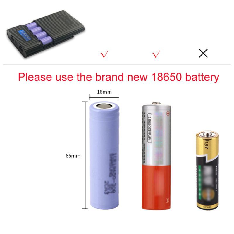 NAMA Anti-Reverse DIY Power Bank Box 4x 18650 Battery LCD Display Charger For iphone