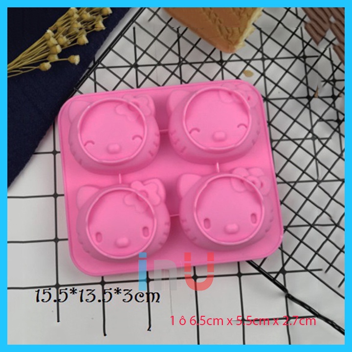 HCM - Khuôn silicon hoạt hình Doremon, mèo Kitty, chuột Mickey, gấu Pooh nướng bánh bông lan, làm rau câu pudding