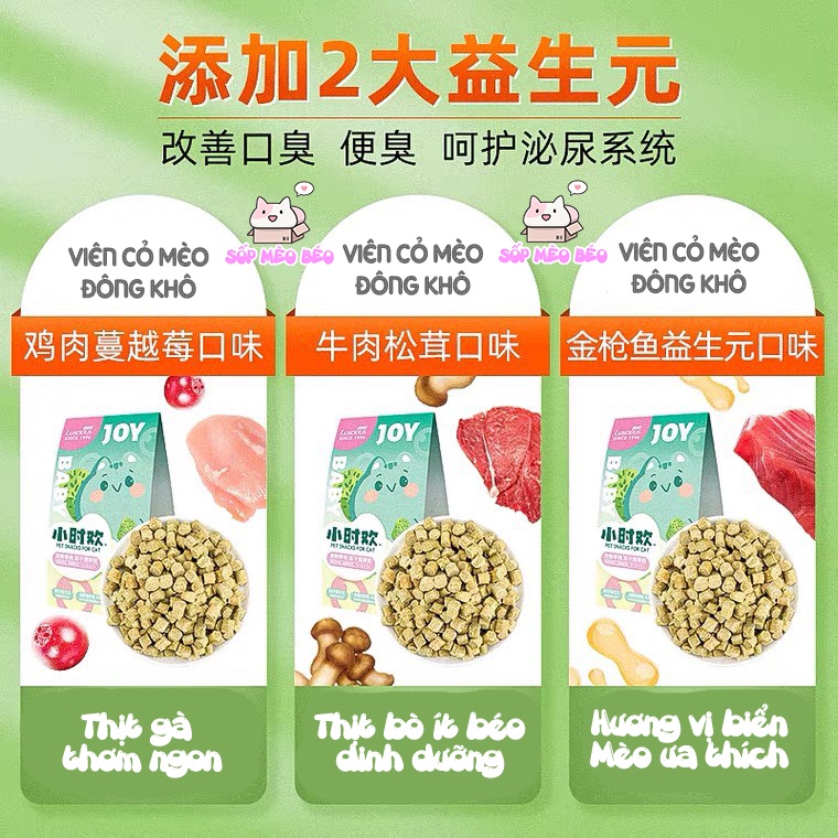 Viên bánh Catnip kết hợp thịt đông khô gói 20gr hãng JOY-tiêu lông tốt cho sức khỏe