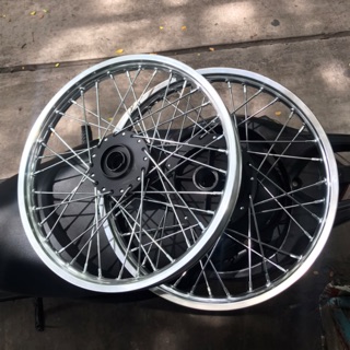 Bộ bánh đùm đen căm crom niềng nhôm solute. Sirius và exciter 2006,2010 và jupiter