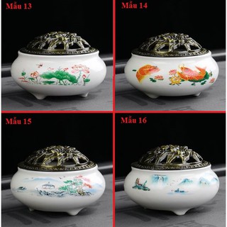 Thanh Lý nghỉ bán - [Chọn mẫu,Tặng Kèm Đầu đốt nhang vòng,nhang que] Lư xông trầm hương gốm sứ cao cấp