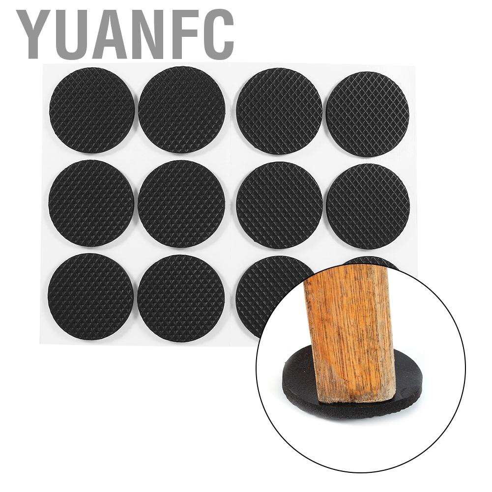 Yuanfc 12Pcs Black Self Adhesive Floor Protectors Furniture Sofa Table Chair Rubber Feet Pad Round