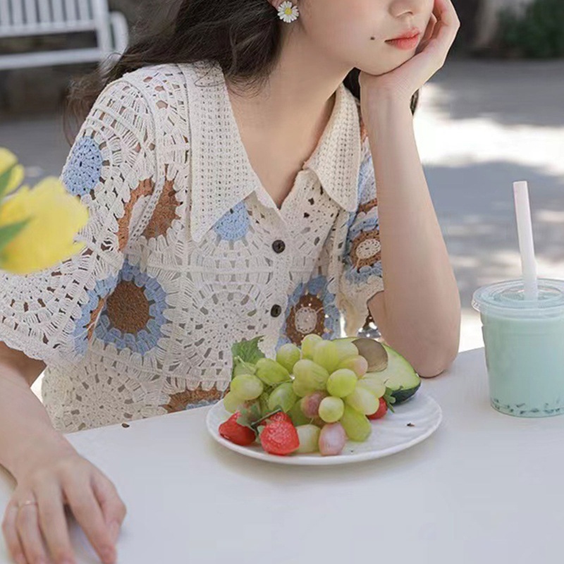 Áo Thun Dệt Kim Ngắn Tay Thời Trang Mùa Hè Dành Cho Nữ