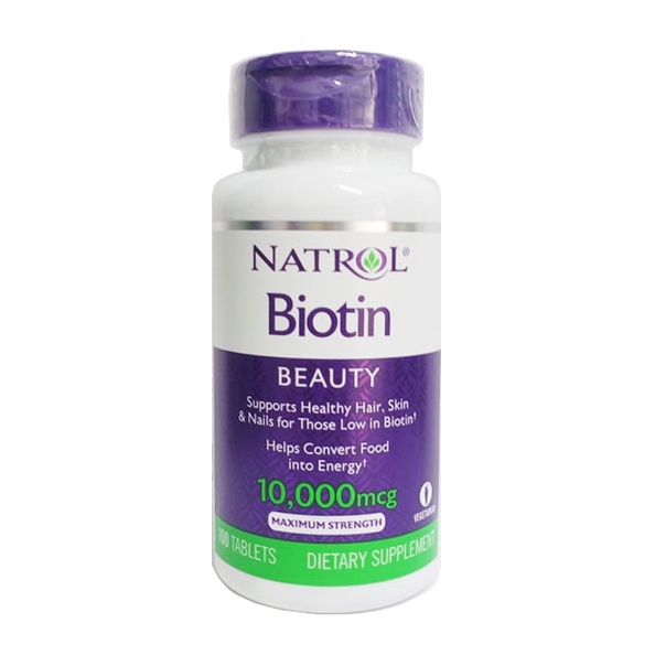 Viên Uống Ngăn Rụng Và Kích Mọc Tóc Natrol Biotin 10000mcg 100 Viên