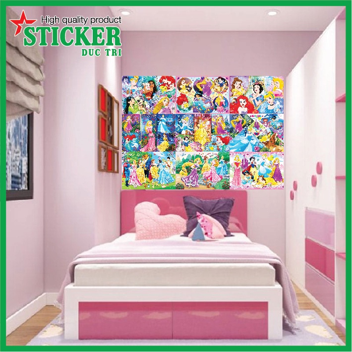 12 Poster Tranh dán tường Hình Công Chúa trang trí nơi học tập, phòng ngủ cho bé gái.