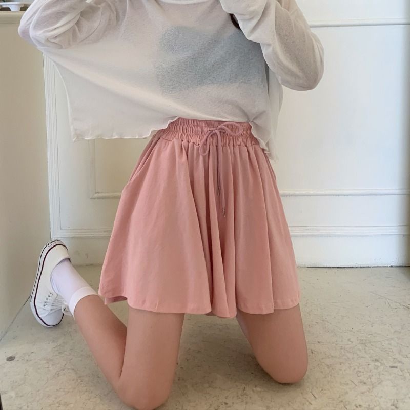 B&amp;G Quần ngắn ống rộng Lưng Cao Dây Rút Thời Trang Mùa Hè Cho Nữ hakama quần đùi nữ JL-DK-24