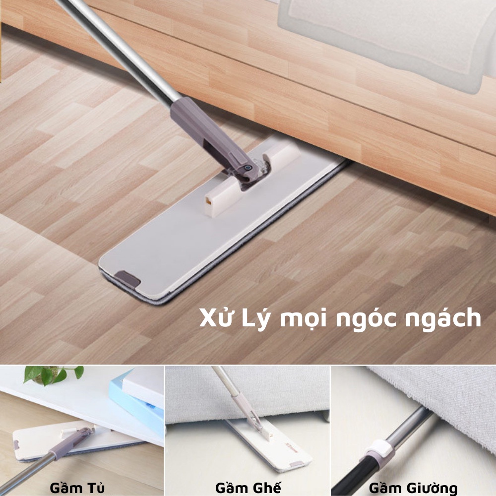 Bộ Cây Lau Nhà, Chổi Lau Nhà Tự Vắt  inochi  360 Độ Chính Hãng Cao Cấp Tặng Kèm 2 Bông Lau