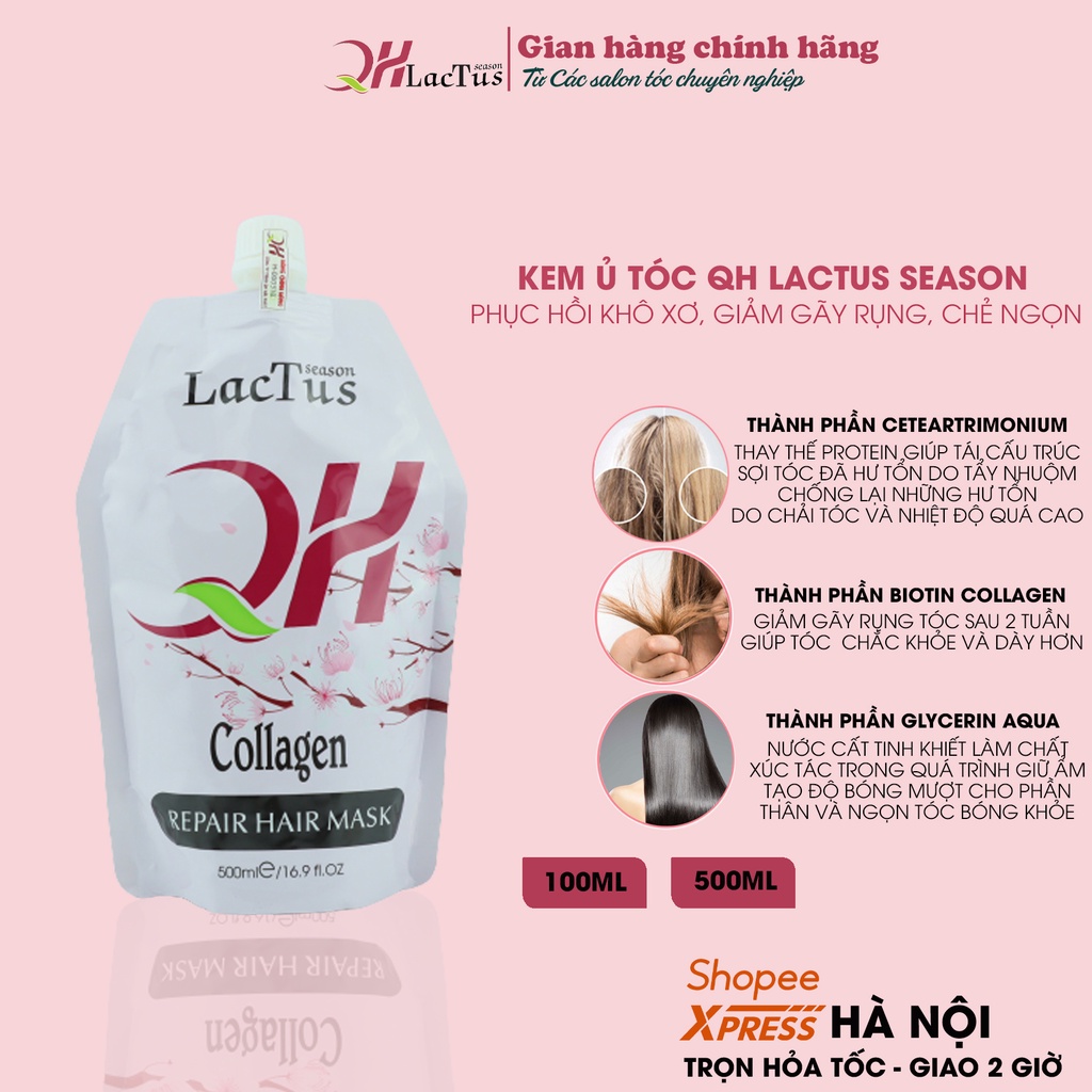 Kem ủ tóc QH Lactus season giảm gãy rụng phục hồi hư tổn chống xơ rối và tăng cường độ ẩm Hấp tóc Qh lactus season 500ml