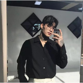  Áo sơ mi cổ vest dài tay form rộng unisex phong cách trẻ trung chất liệu vải lụa hàn chống nhăn 