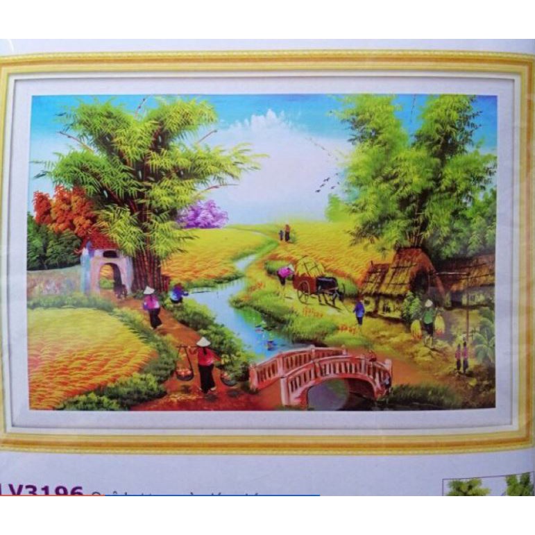 Tranh thêu chữ thập  Phong cảnh Làng Quê Lavender LV3196  chưa thêu