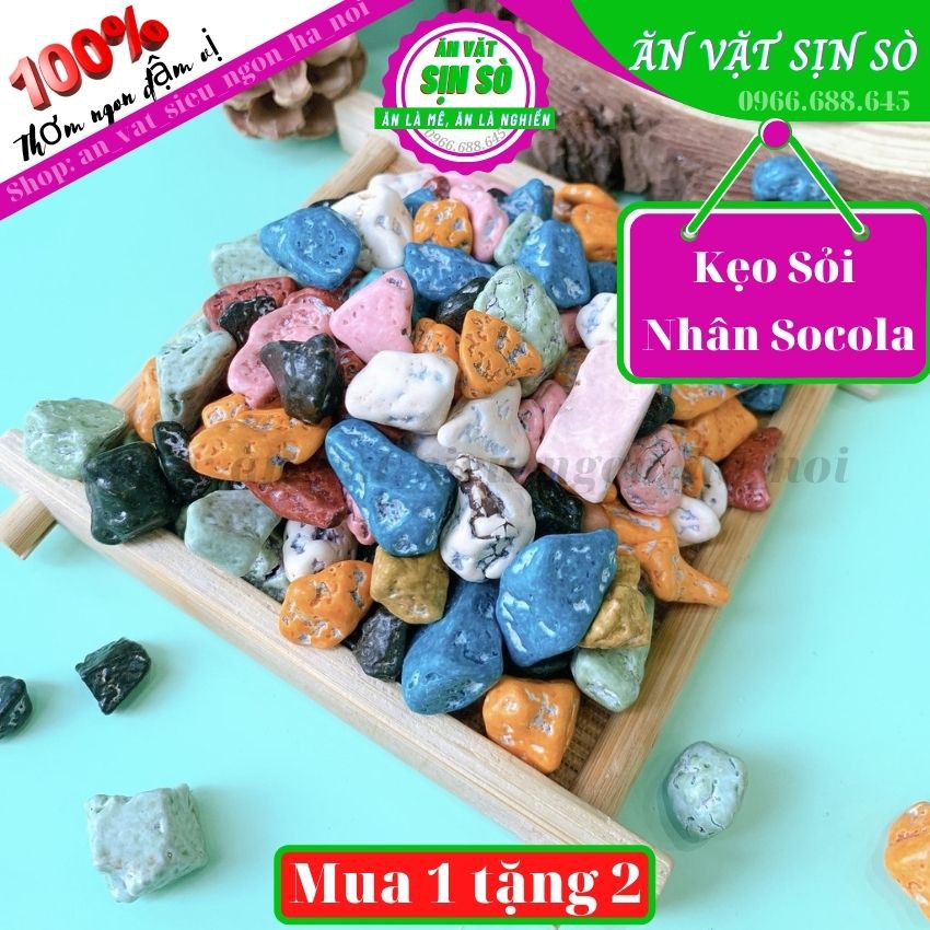 Kẹo Sỏi Đá Nhân Socola hũ 400gr siêu ngon Tiệm đồ Ăn Vặt SỊN SÒ Thơm Ngon Đậm Vị