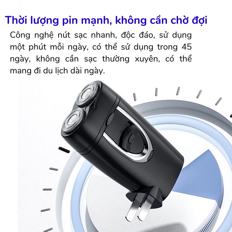 Máy Cạo Râu Mini Máy Cạo Râu 2 Lưỡi Sạc Nhanh Cao Cấp Siêu Bền