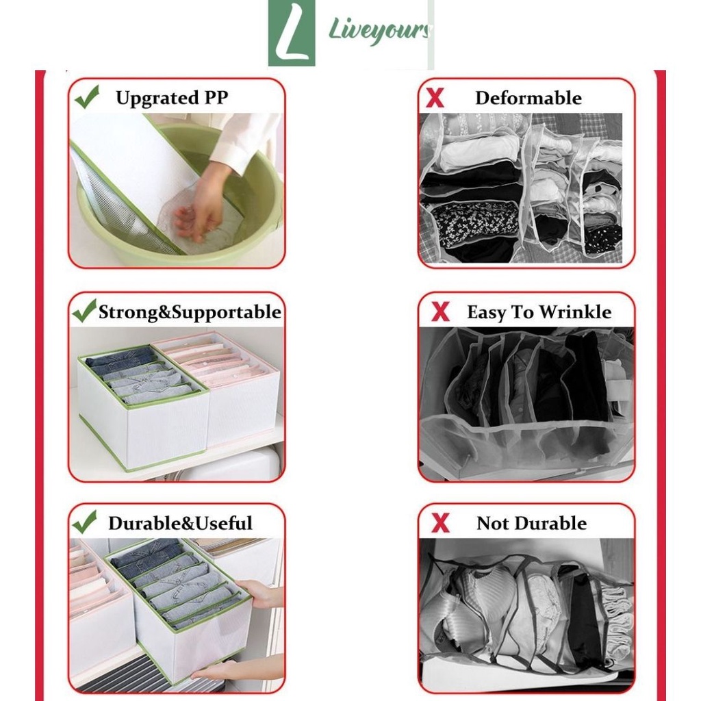 Hộp Đựng Quần Áo Chia Ngăn Bằng Vải Nhiều Màu Sắc Đa Năng Tiện Lợi - Túi Vải Đựng Quần Jean Áo Len - Liveyours