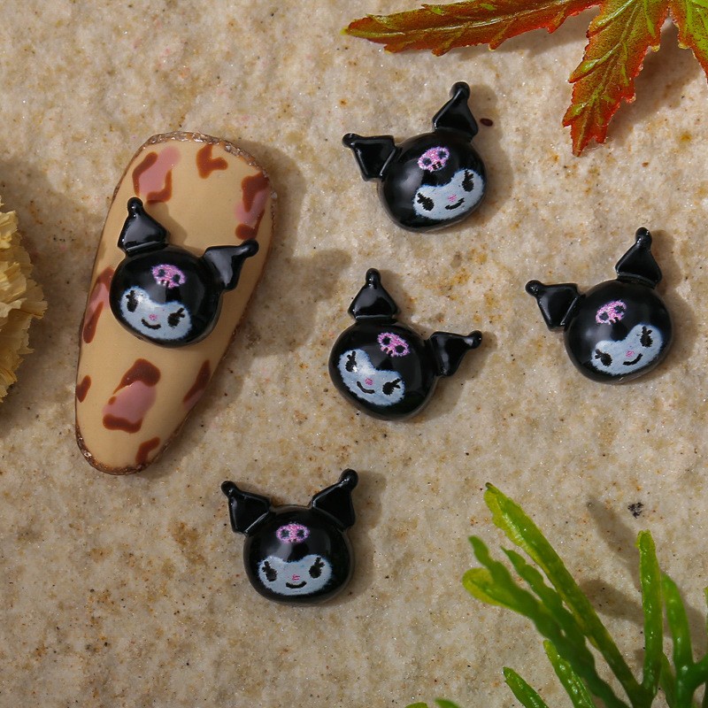 SANRIO Bộ 50 Phụ Kiện Trang Trí Móng Tay 3D Hình Kuromi Melody Cinnamon Purin Hoạt Hình Xinh Xắn