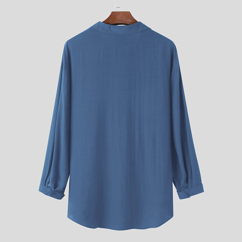 Áo sơ mi tay dài màu trơn thời trang thu đông cho nam