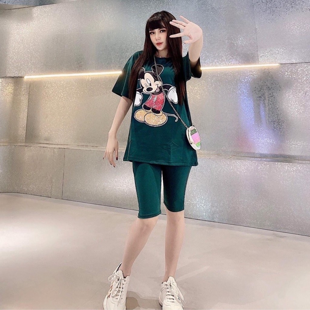 Đồ bộ nữ chất cotton 100% co dãn đanh mịn Mickey MIC004 quần ngố lửng | BigBuy360 - bigbuy360.vn