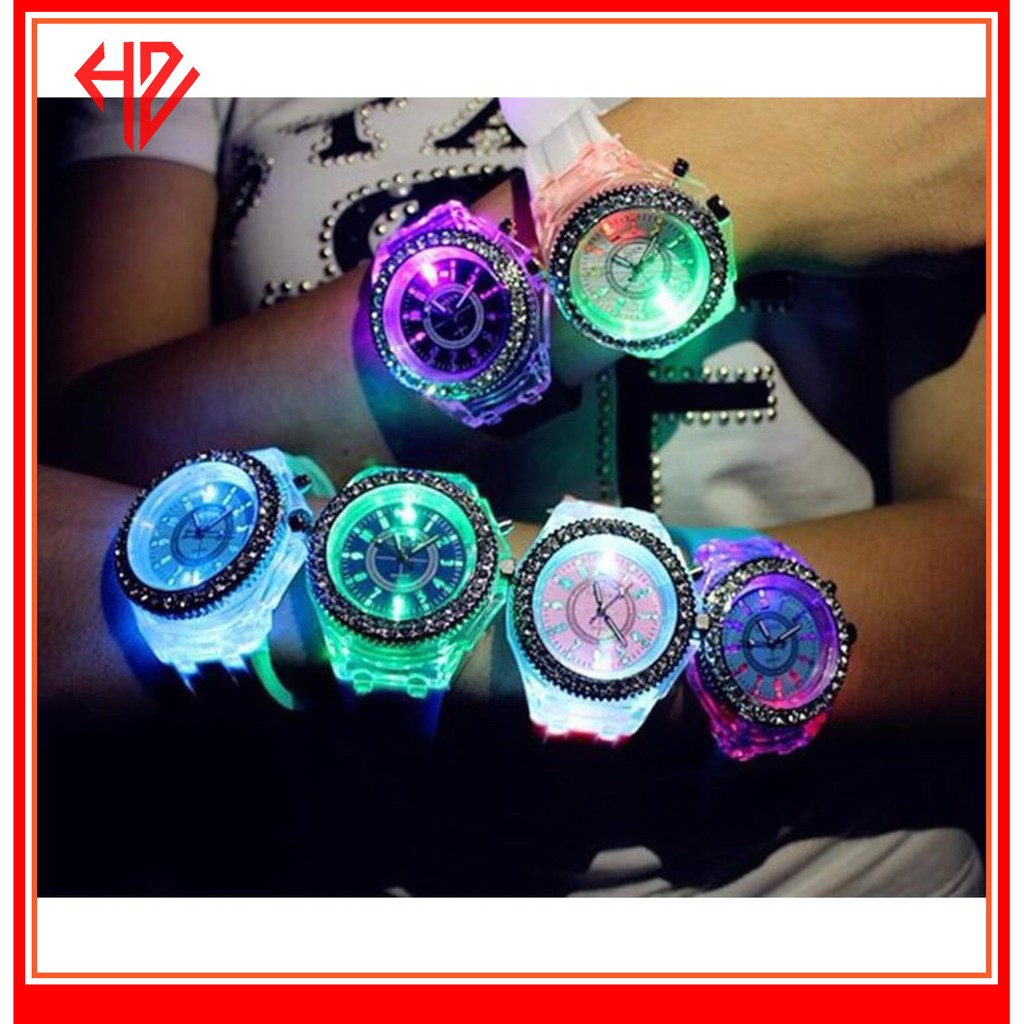 [QUÁ ĐẸP] ĐỒNG HỒ NAM NỮ DÂY SILICON GENEVA G002 PHÁT SÁNG 7 MÀU SIÊU ĐẸP
