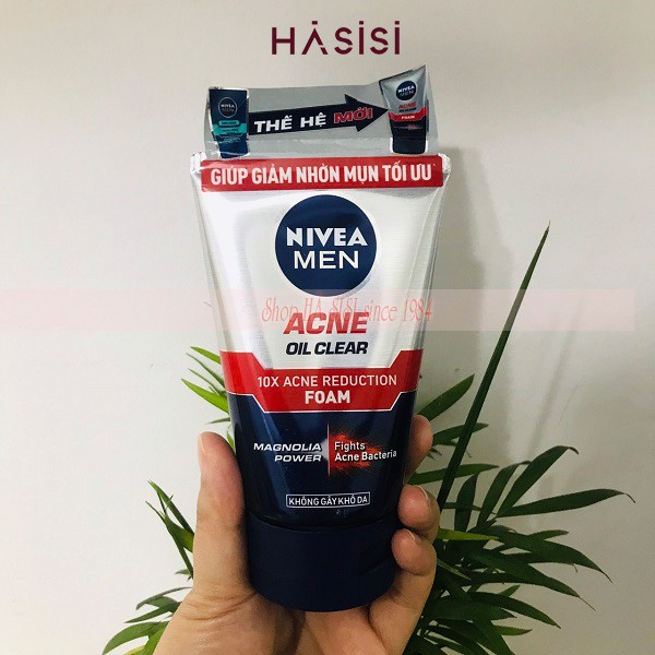 SỮA RỬA MẶT NIVEA - Men Acne Oil Clear 10X Acne Reduction Foam 100g (Giảm Nhờn Mụn)