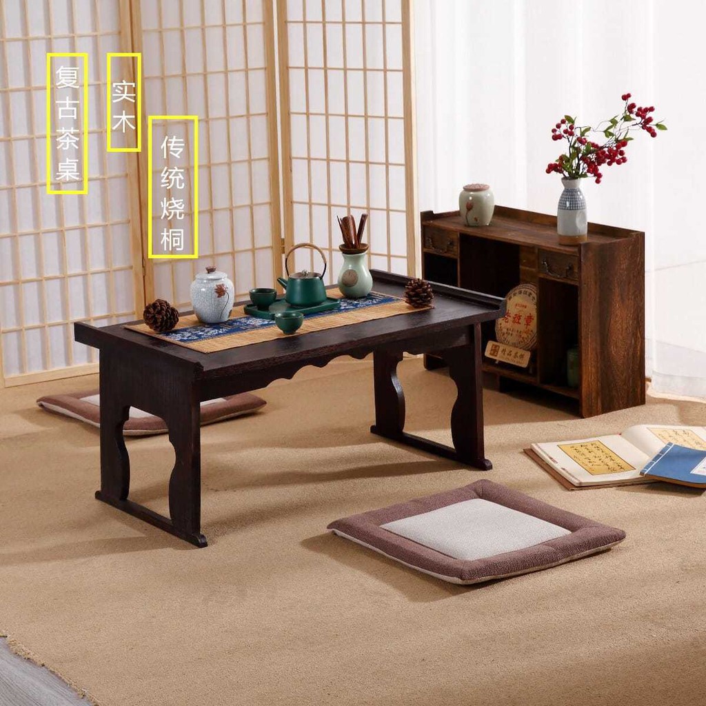 Bàn cà phê Tatami gỗ rắn nhà thấp trà nhỏ Kang gấp cửa sổ ban công kiểu Nhật