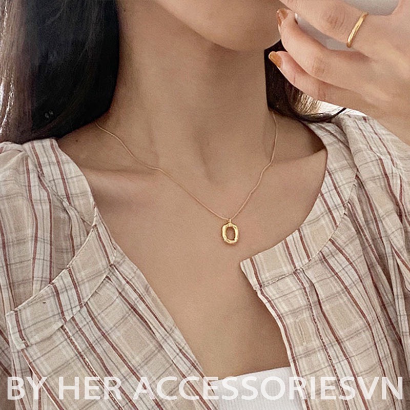 Dây chuyền, vòng cổ nữ mặt vuông nhỏ xinh xắn her.accessories C8