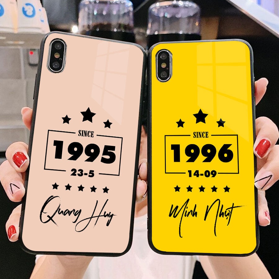 Ốp điện thoại ip 5 5s 6s xr x xsmax 6 7 8 plus 11 12 13 promax tráng gương in ngày tháng năm sinh theo yêu cầu