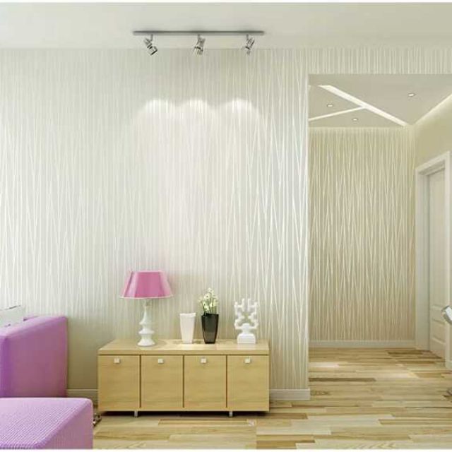 Decal giấy dán tường sợi chỉ nền trắng khổ 45cm keo sẵn