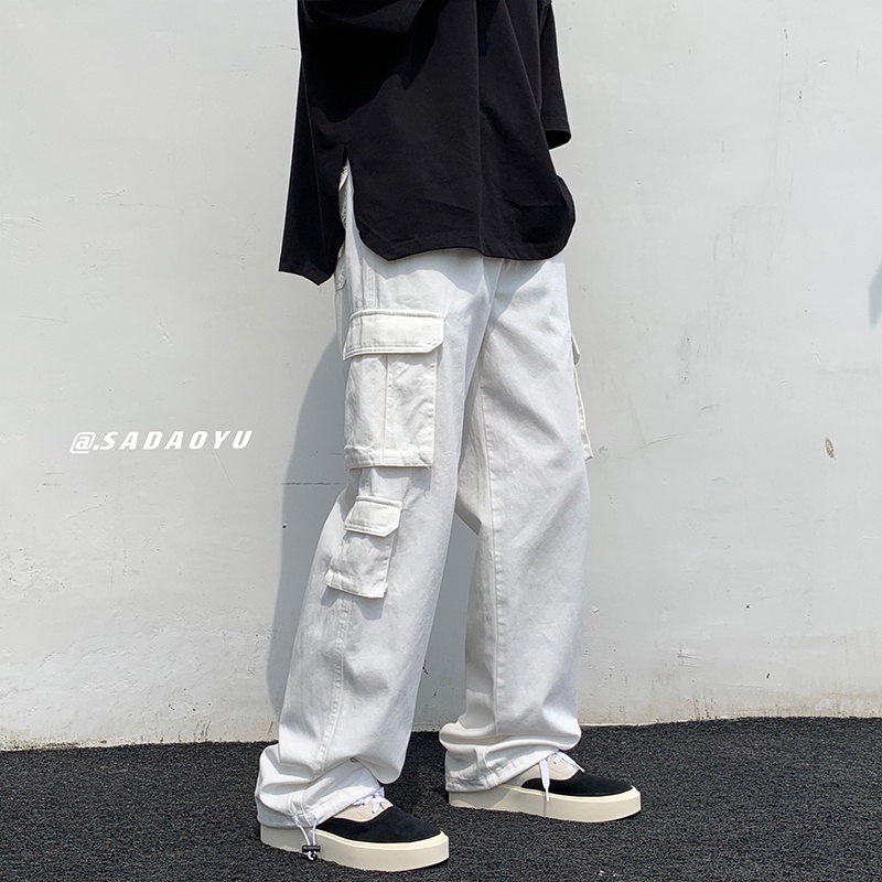 Quần Dài Ống Rộng Nhiều Túi Phong Cách Hiphop Thời Trang Hàn Quốc Cho Nam size S-3XL