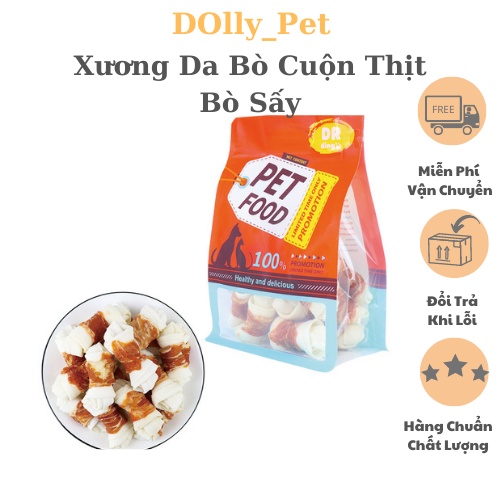 Xương Da Bò Cuộn Thịt Bò Sấy Cho Chó (100gr)