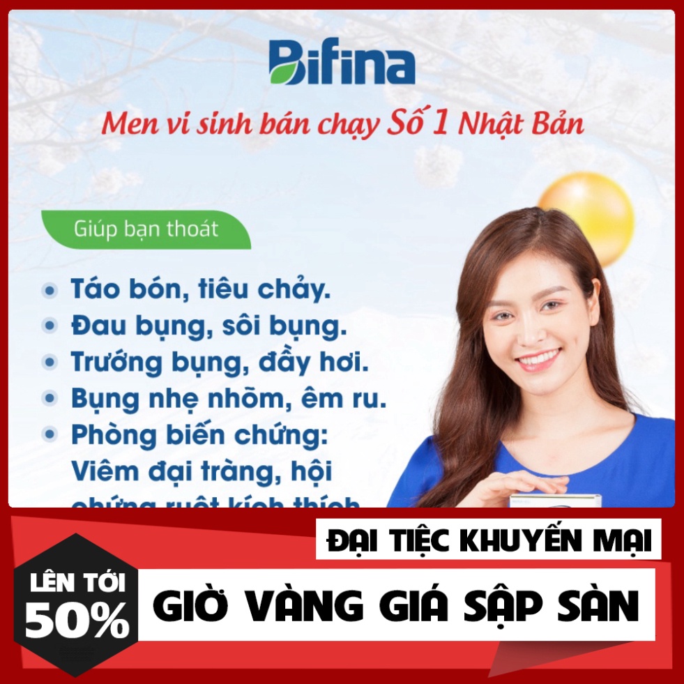 SIÊU KHỦNG Men vi sinh - tiêu hóa sống BIFINA NHẬT BẢN, loại R 60 gói cho cho trẻ em, người lớn, bà bầu, táo bón,tiêu ch