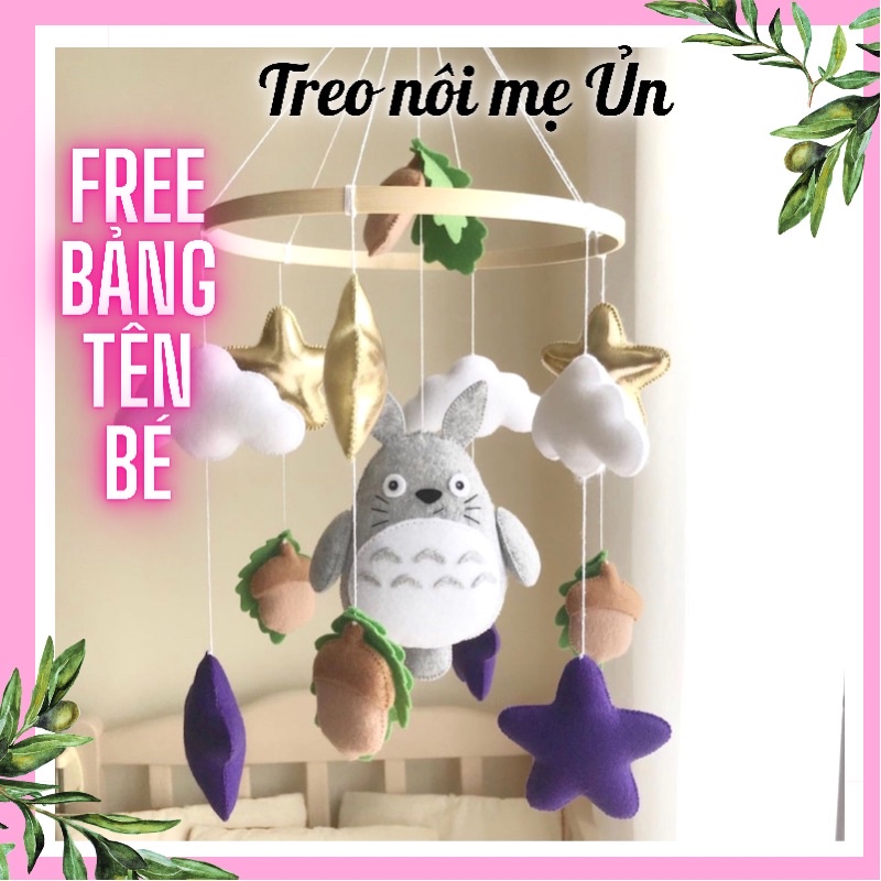 Đồ chơi treo nôi cho bé kích thích thị giác cho bé, tự xoay và phát nhạc mẫu TOTORO và ngôi sao tím