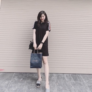 Váy xuông phối sọc