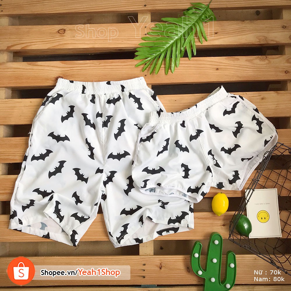 [Yeah1Shop]- Quần đôi đi biển Batman trắng ( nam nữ )