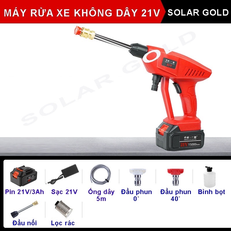 Máy rửa xe di động không dây Seaten, tuổi thọ cao 21V/3Ah/200W, áp lực nước 22 bar, sạc pin, bơm liên tục 40 phút