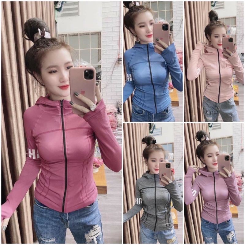 Áo Khoác Tập Gym, Áo Khoác Logo Thể Thao Nữ