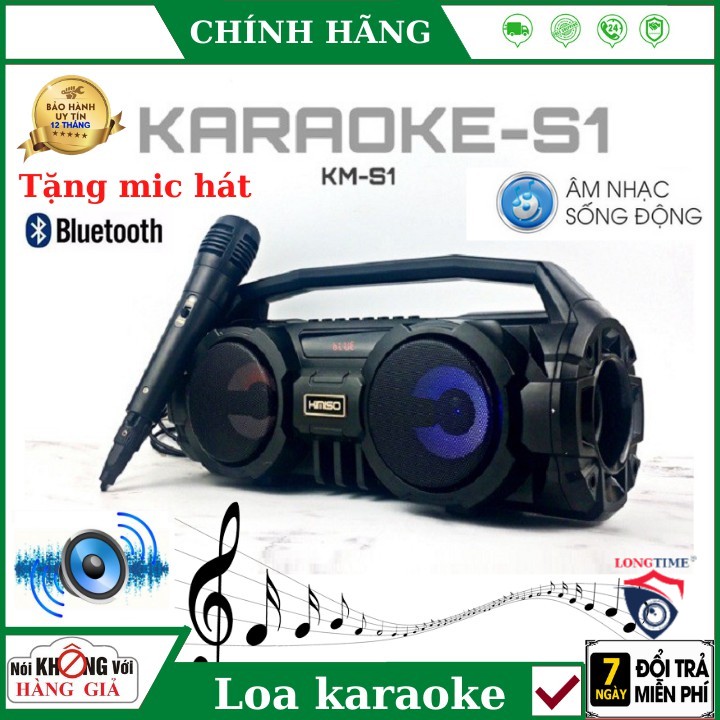 (Tặng míc hát - loa hát tết ), Loa Bluetooth Karaoke Kimiso KM-S1 , Âm thanh 3D nổi , bass cực khỏe , pin khỏe