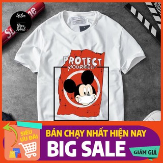 [Mã URTEE20 giảm 20% đơn 200K tối đa 20K] Áo thun nam nữ chuột mickey protect yourself