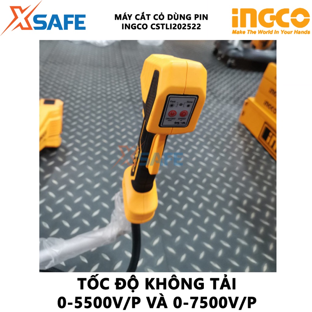 Máy cắt cỏ dùng pin INGCO CSTLI202522 Máy cắt tỉa mô tơ không chổi than, điện thế 40V, kèm 2 pin 4.0Ah, 1 sạc đôi nhanh