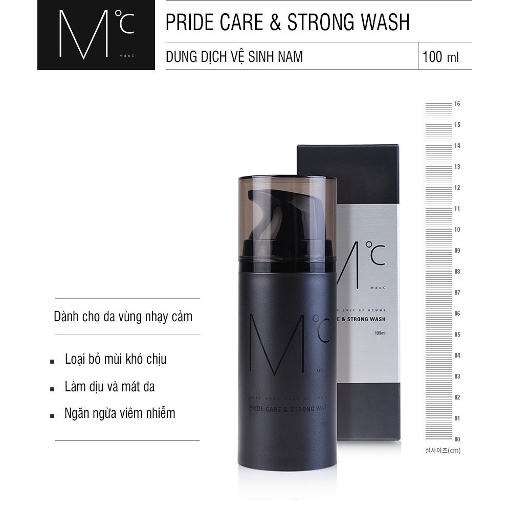 Dung Dịch Vệ Sinh Nam MdoC Pride Care & Strong Wash 100ml - Khử Mùi và Làm Sạch Vùng Kín