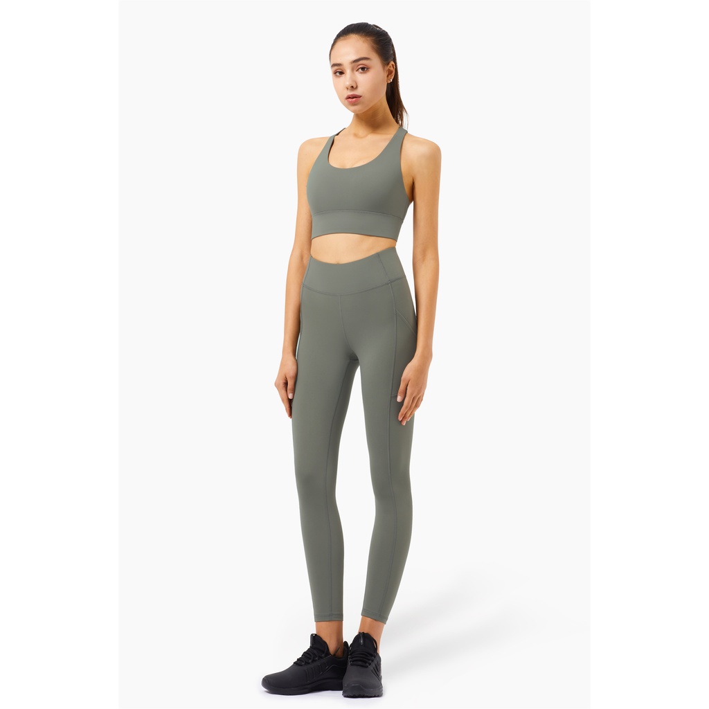 Set trang phục thể thao HOPPE FUMENG áo ngực và quần legging dài lưng cao thời trang năng động dành cho nữ