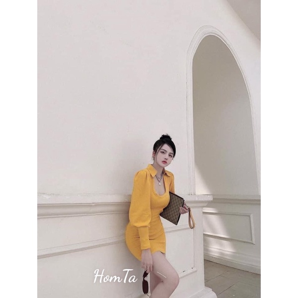 Đầm Body Tay Phồng Cách Điệu