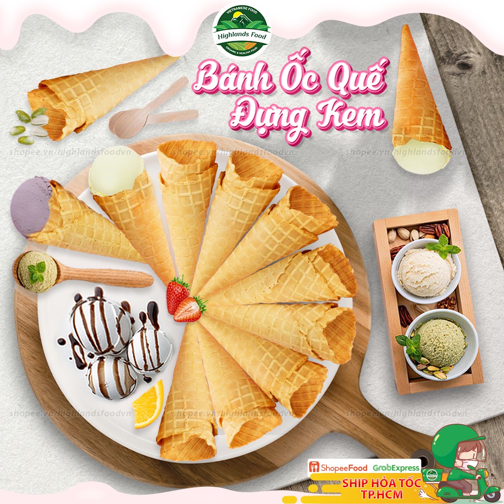 Vỏ Bánh Ốc Quế Đựng Kem - Bịch 10 Cái Thơm Giòn Ăn Kem