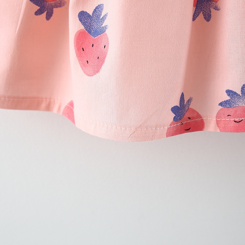 Váy bé gái họa tiết dâu tây dễ thương cho bé từ 6 tháng đến 3 tuổi tặng kèm túi đeo