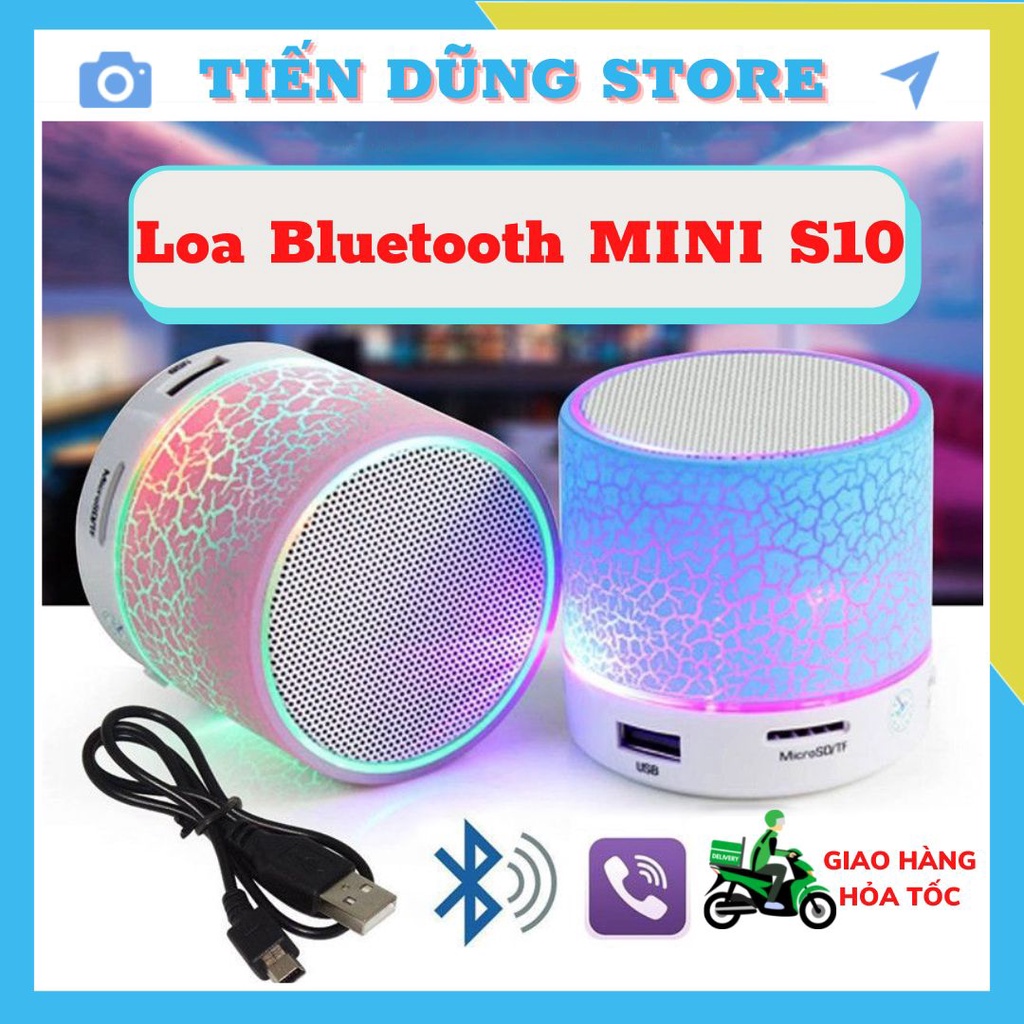 Loa Bluetooth Mini S10 Có Led - Tặng Kèm Dây Sạc