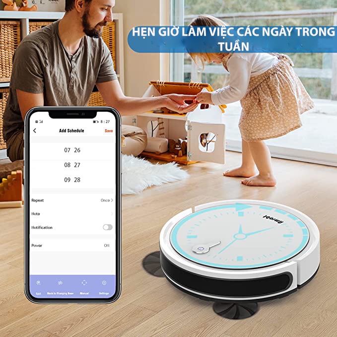 Máy hút bụi_Robot hút bụi Innovac X8 App tiếng Việt_Cảm biến chống rơi_Lau ướt_Tự về sạc