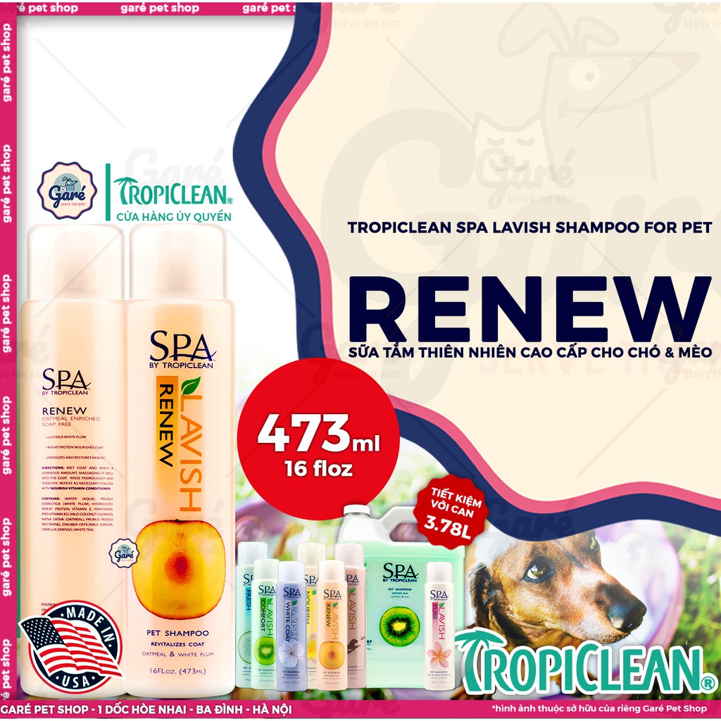 Sữa tắm SPA Lavish by TropiClean dưỡng lông thiên nhiên 473ml cho Chó và Mèo- TropiClean SPA Lavish Shampoo