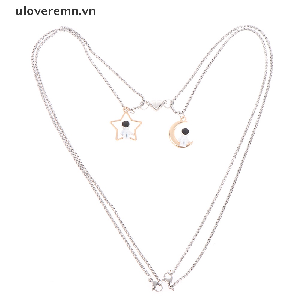 Set 2 Vòng Cổ Nam Châm Mặt Phi Hành Gia Cho Cặp Đôi
