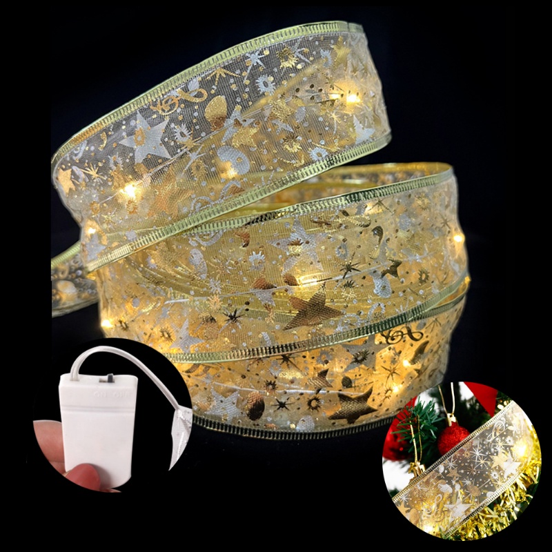 Dây Đèn LED Hai Lớp Trang Trí Cây Thông Noel Chạy Pin 1 / 2 / 5M